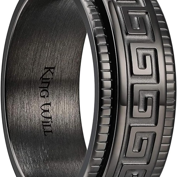 King Will 8mm Black/Silver Spinner Stainless Steel Ring Fidget Ring Anxiety Ring - Picture 6 of 6